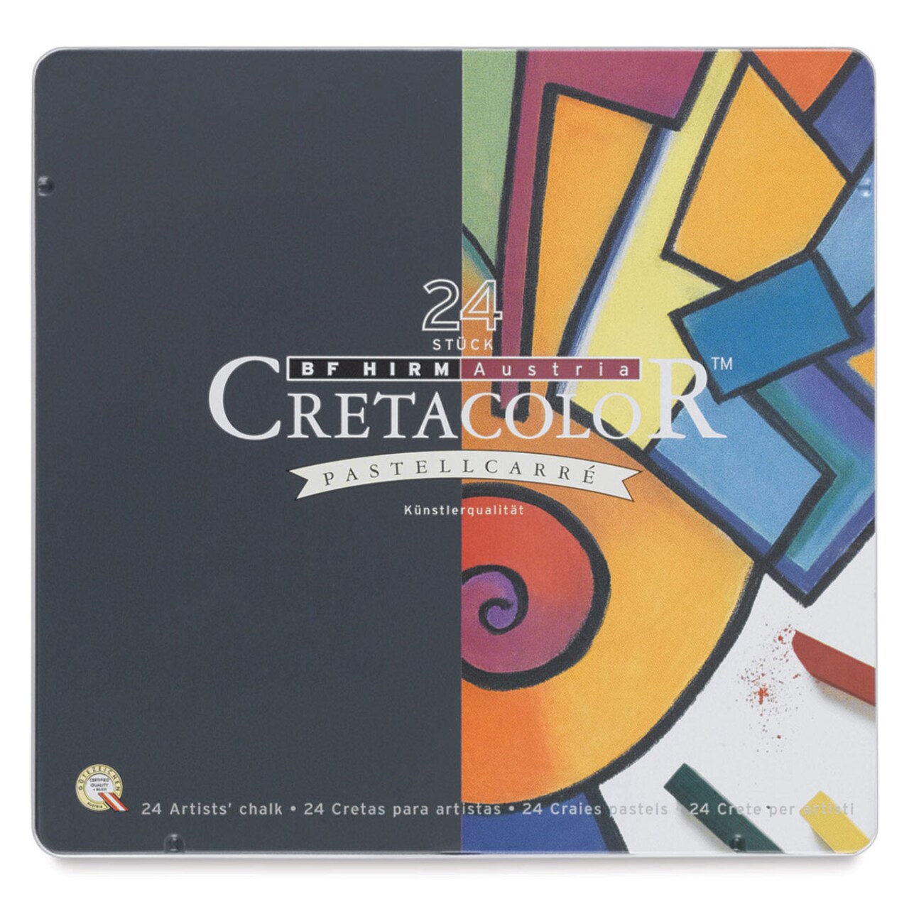 Cretacolor Pastel Carre Hard Pastel Set - Set of 24, Basic Colors, Tin Box